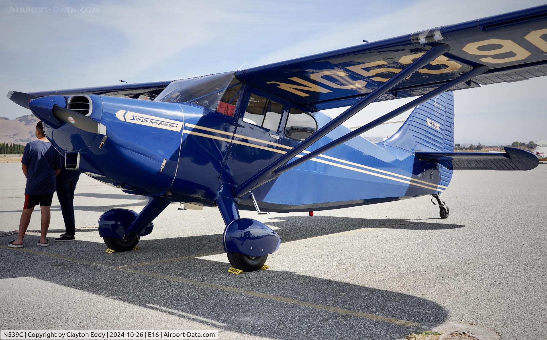 N539C, 1947 Stinson 108-3 Voyager C/N 108-3539, San Martin airport in California 2024.
