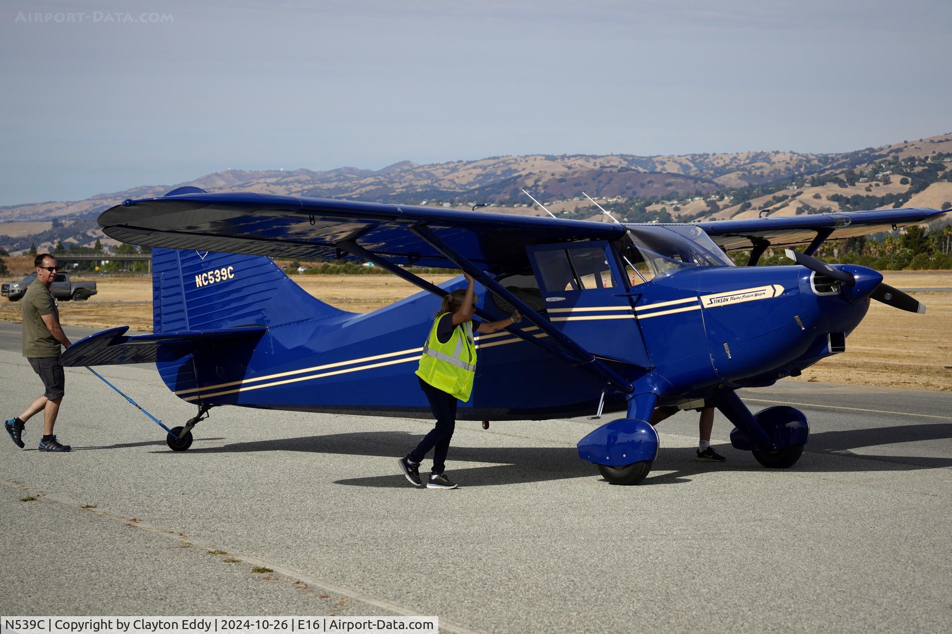 N539C, 1947 Stinson 108-3 Voyager C/N 108-3539, San Martin airport in California 2024.
