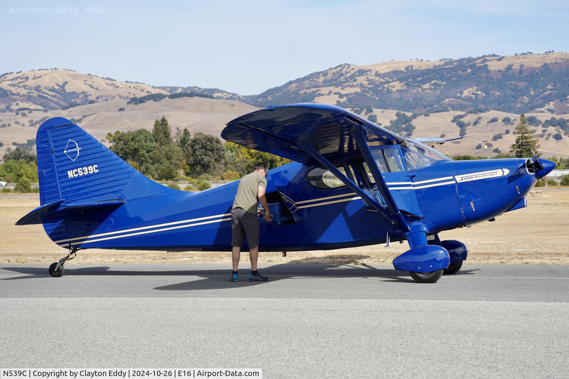 N539C, 1947 Stinson 108-3 Voyager C/N 108-3539, San Martin airport in California 2024.
