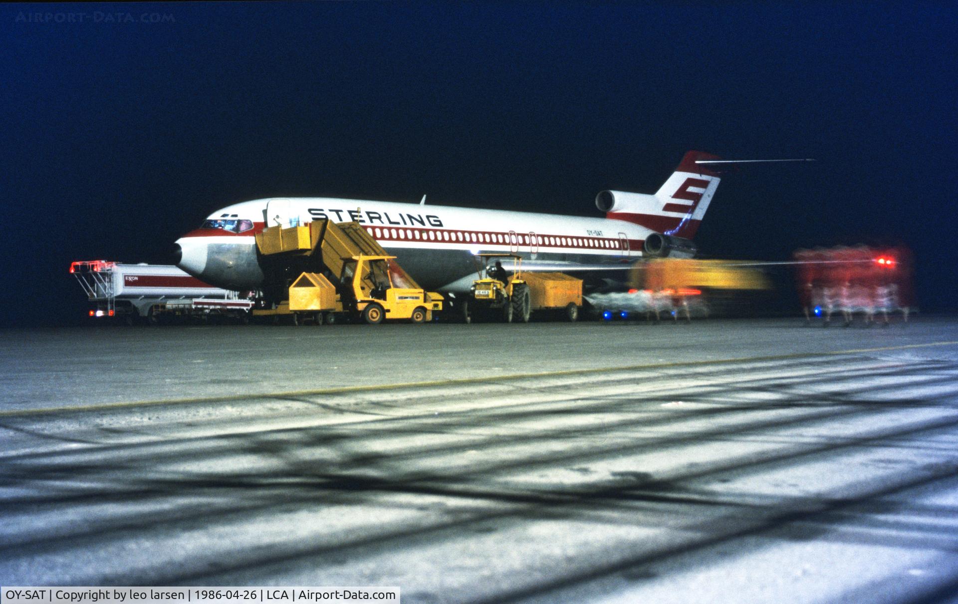 OY-SAT, 1973 Boeing 727-2J4 C/N 20766, Larnaca 26.4.1986
