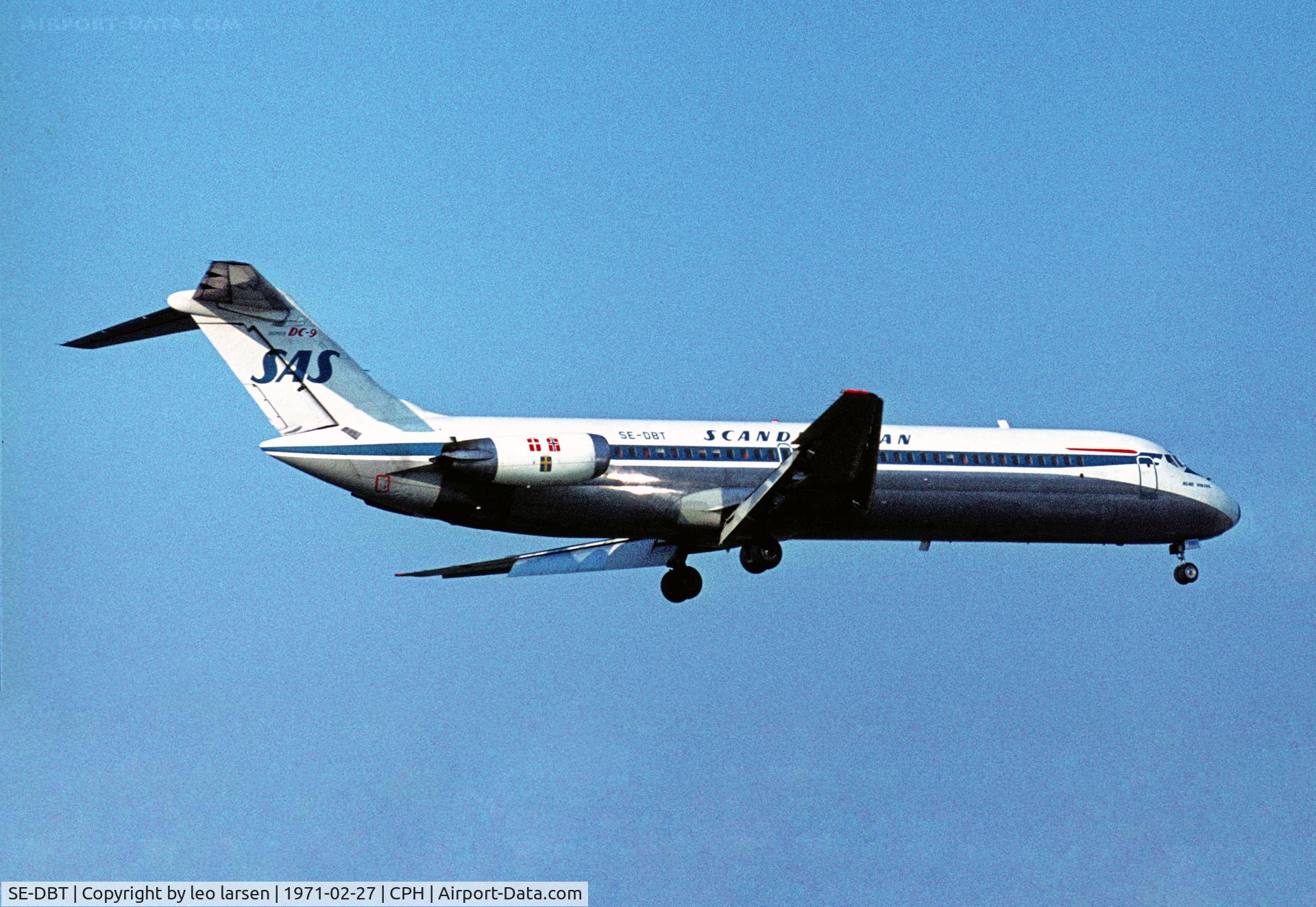 SE-DBT, 1968 Douglas DC-9-41 C/N 47288, Copenhagen 27.2.1971