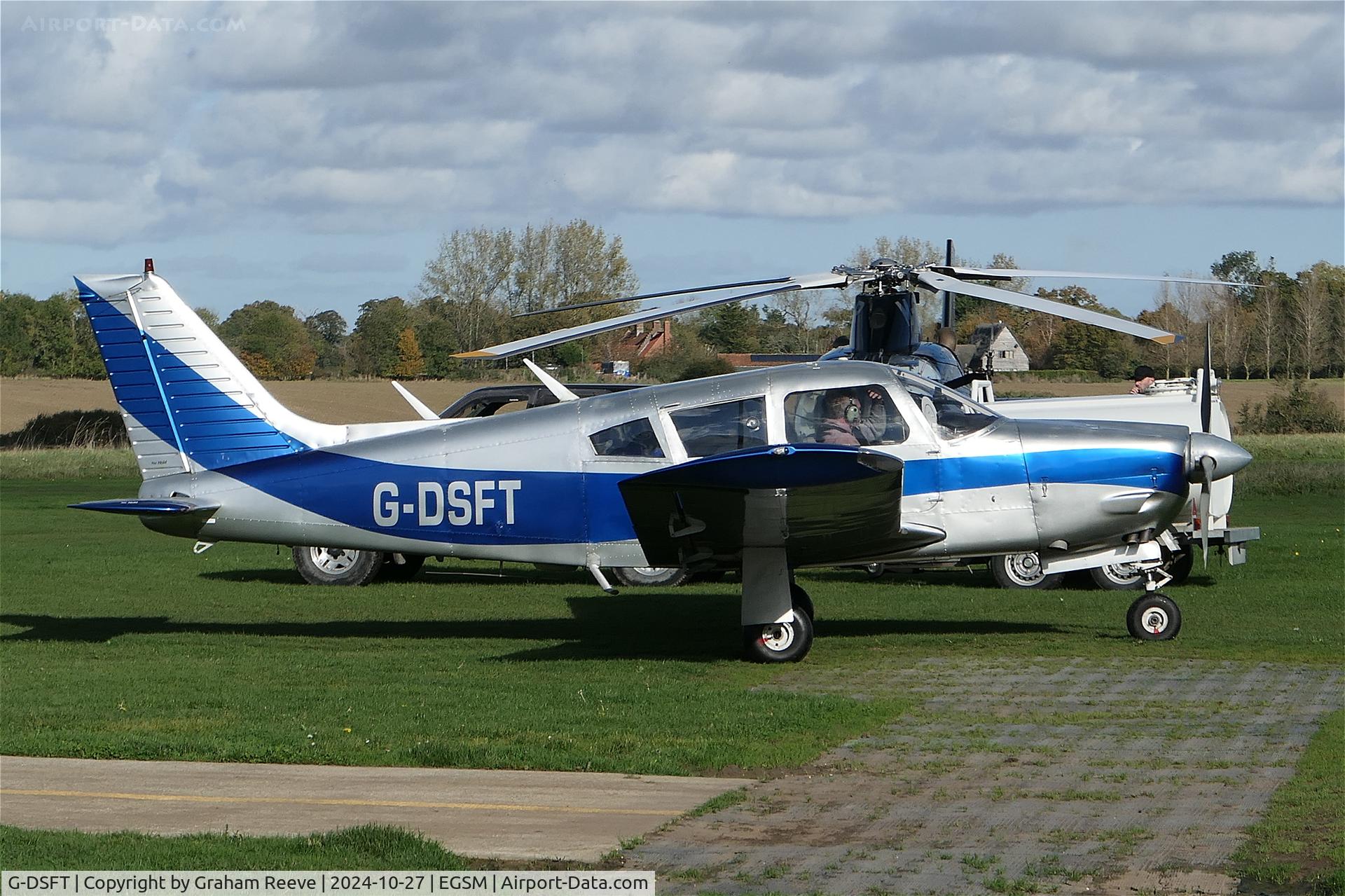 G-DSFT, 1973 Piper PA-28R-200-2 Cherokee Arrow II C/N 28R-7335157, Just landed at Beccles.