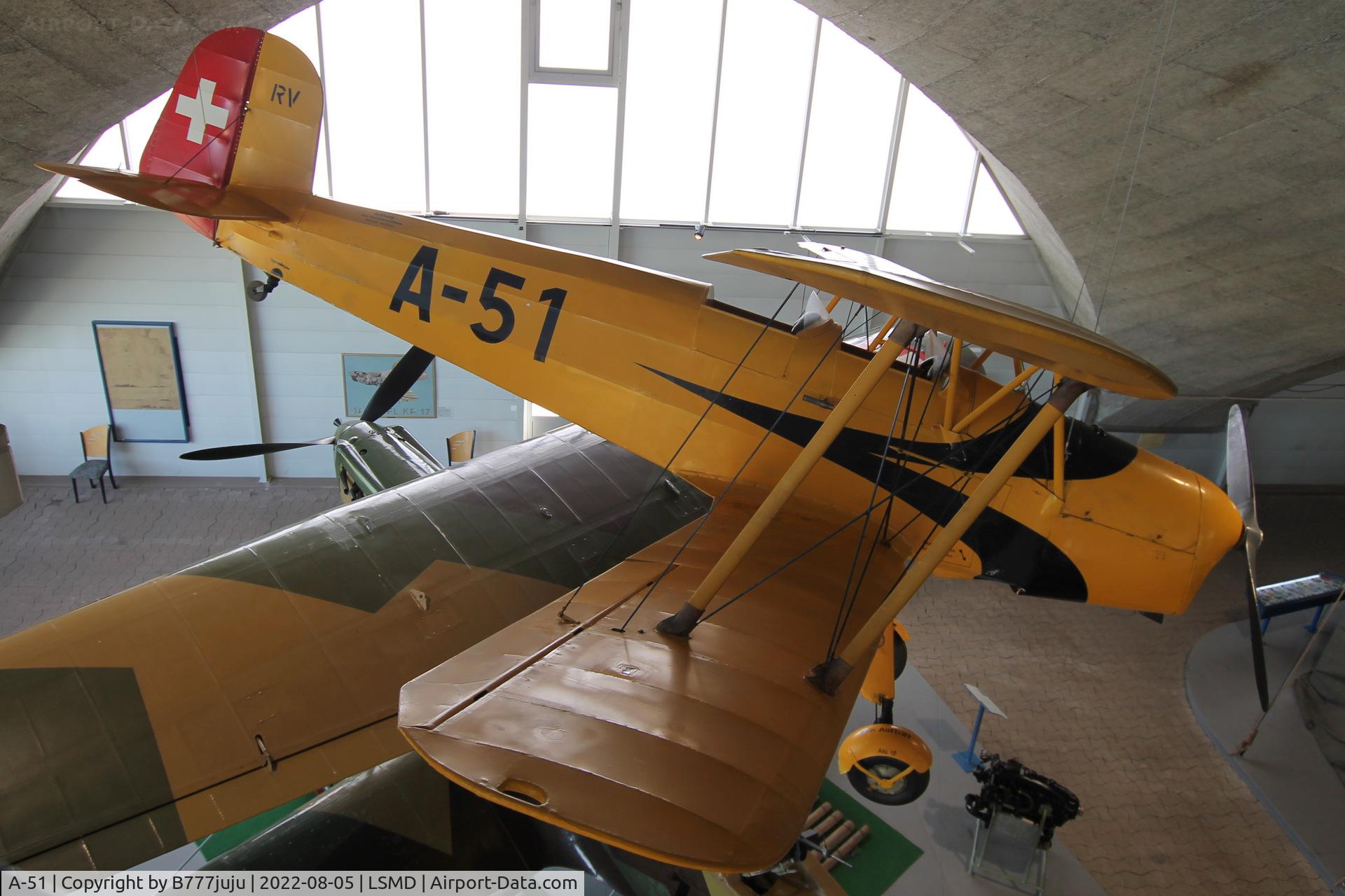 A-51, Bucker Bu-131B Jungmann C/N 64, at Air Force Center Dübendorf