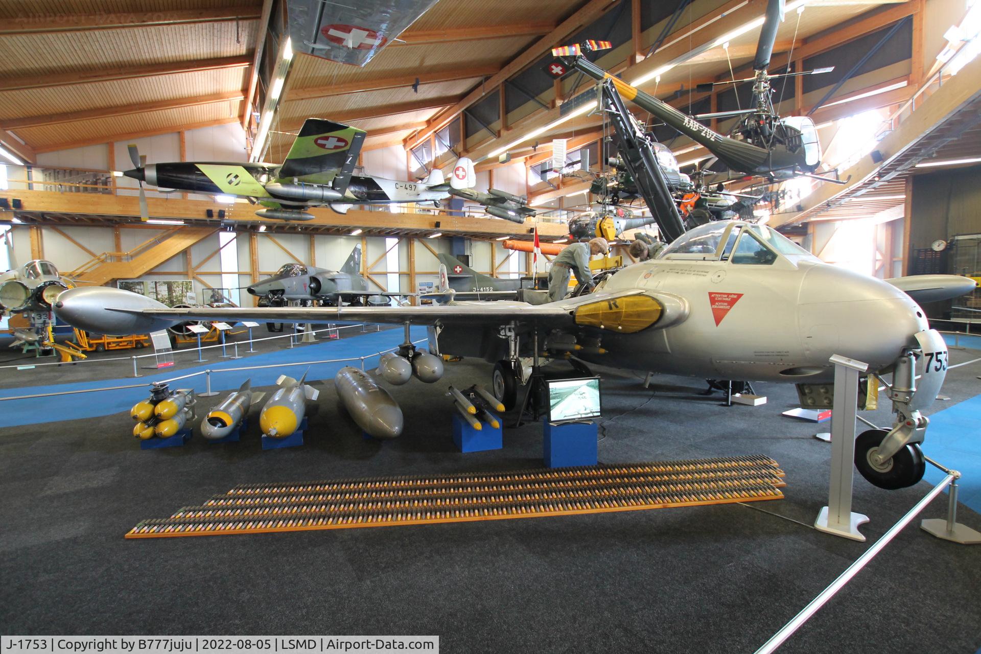 J-1753, De Havilland (F+W Emmen) DH-112 Venom FB.54 C/N 923, at Air Force Center Dübendorf