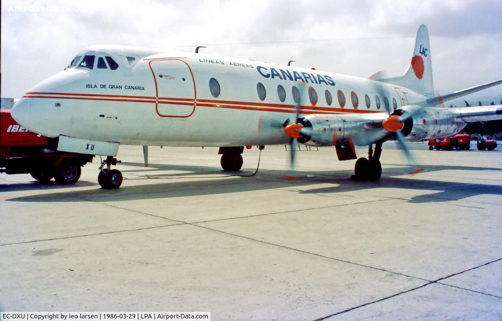EC-DXU, 1958 Vickers Viscount 806 C/N 264, Las Palmas 29.3.1986
