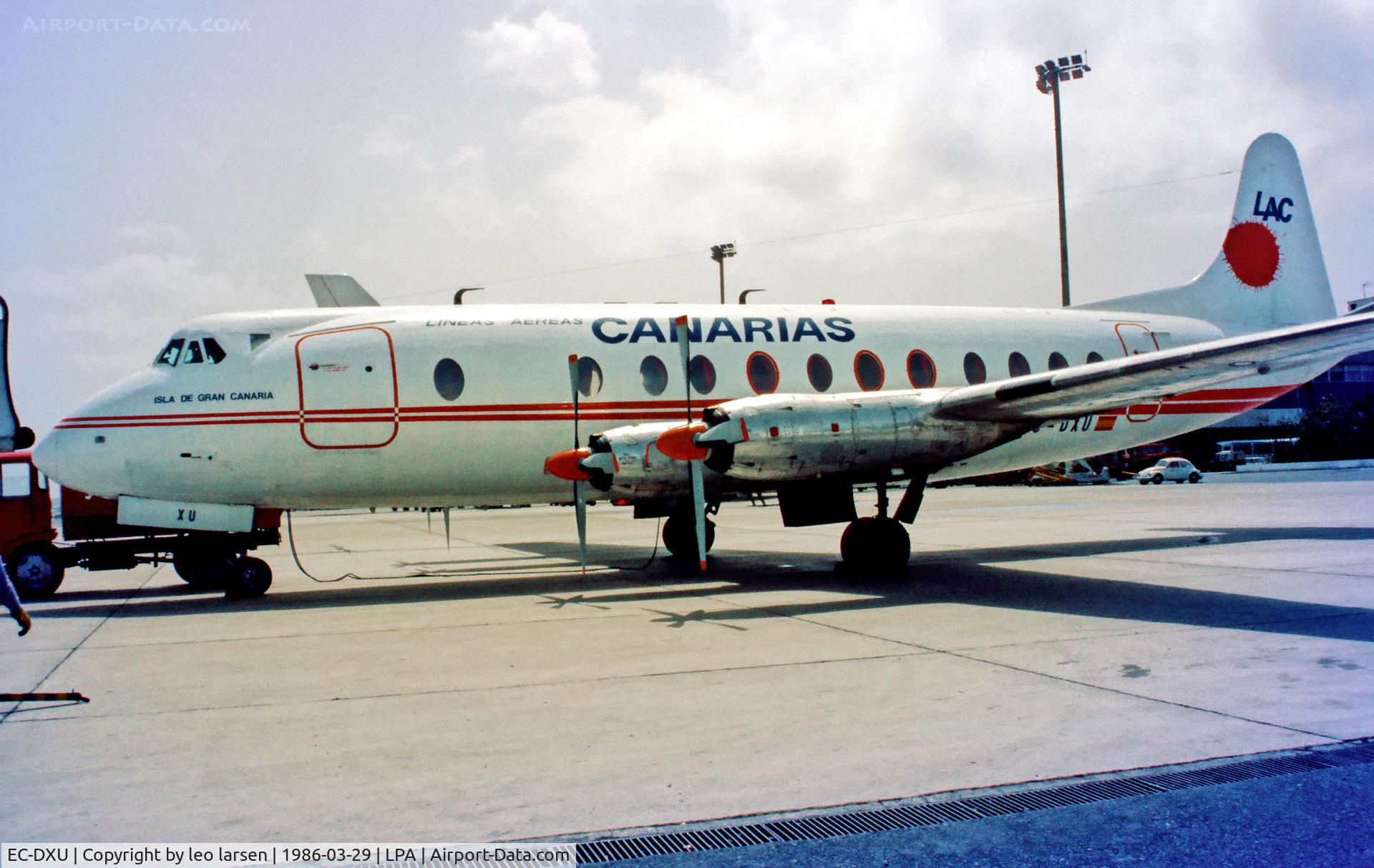 EC-DXU, 1958 Vickers Viscount 806 C/N 264, Las Palmas 29.3.1986