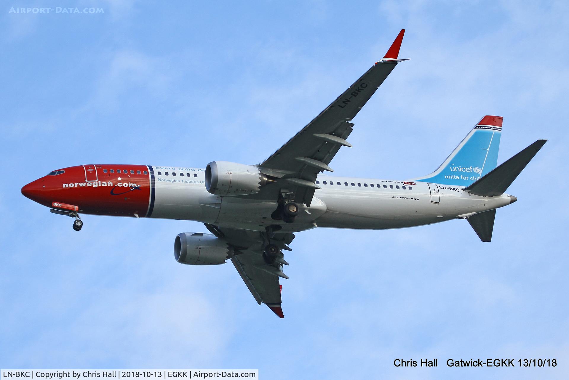 LN-BKC, 2018 Boeing 737-8 MAX C/N 42836, Gatwick