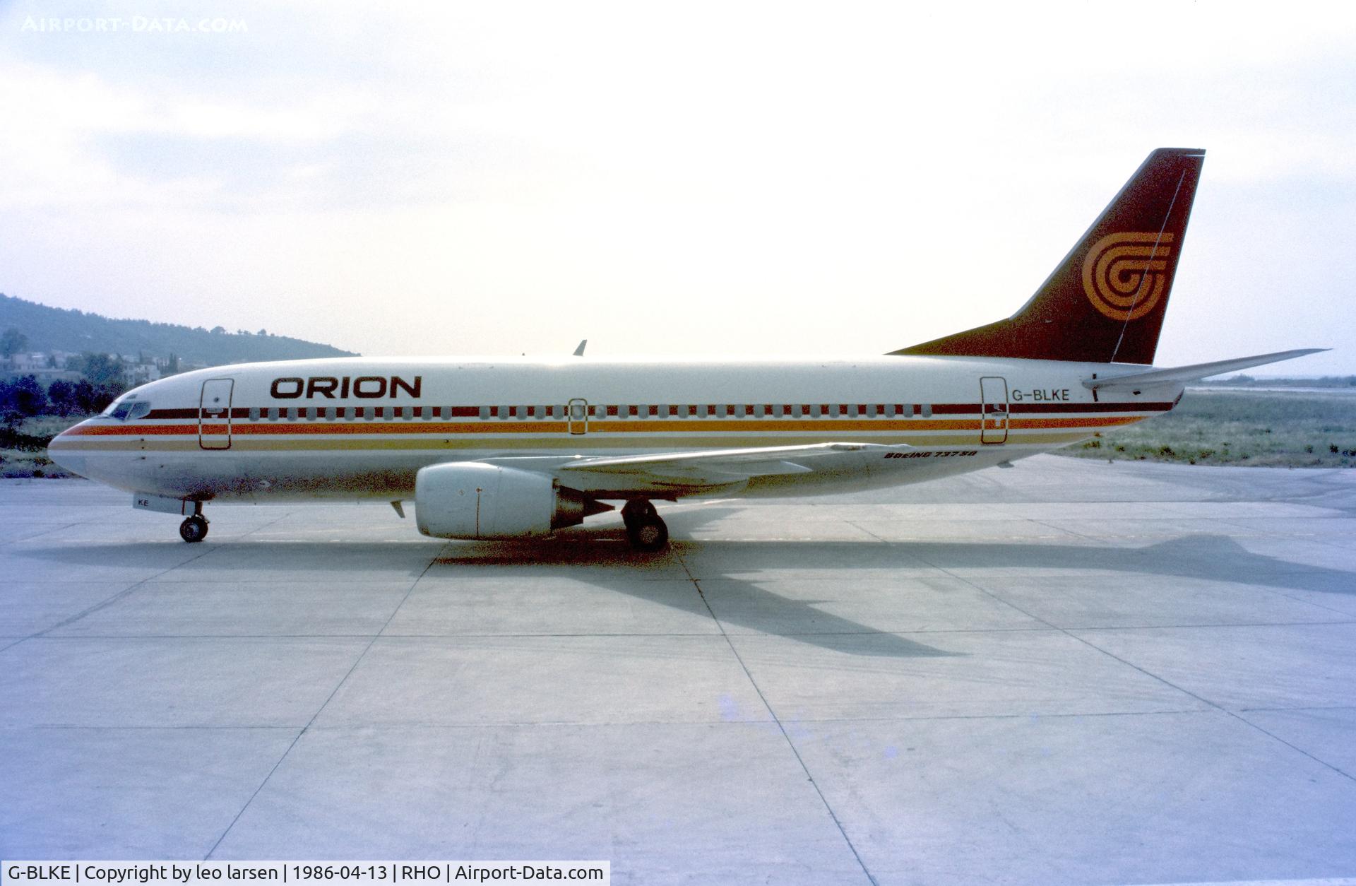 G-BLKE, 1985 Boeing 737-3T5 C/N 23063, Rhodos 13.4.1986