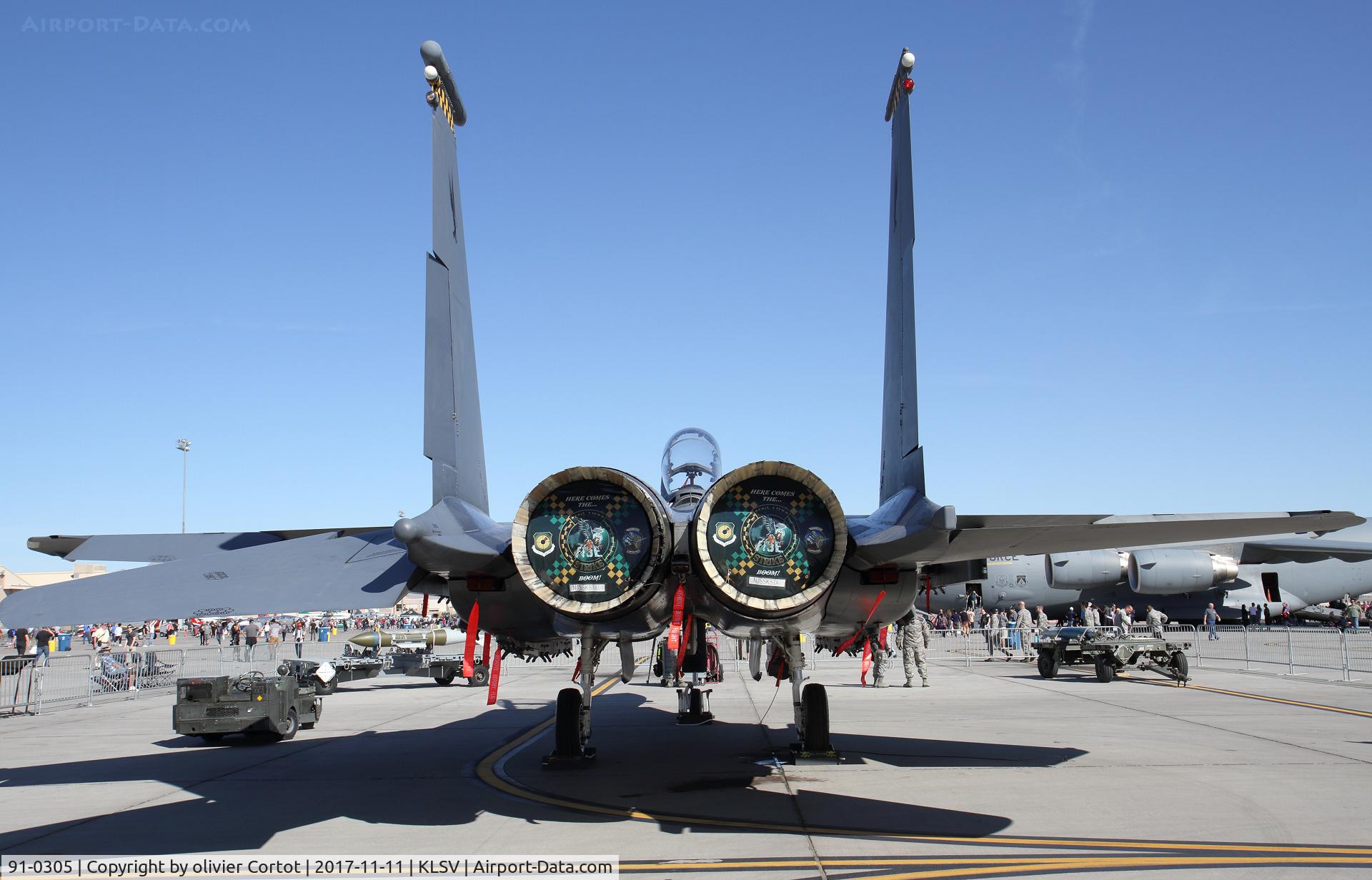 91-0305, 1991 McDonnell Douglas F-15E Strike Eagle C/N 1212/E170, nice markings on the exhaust covers