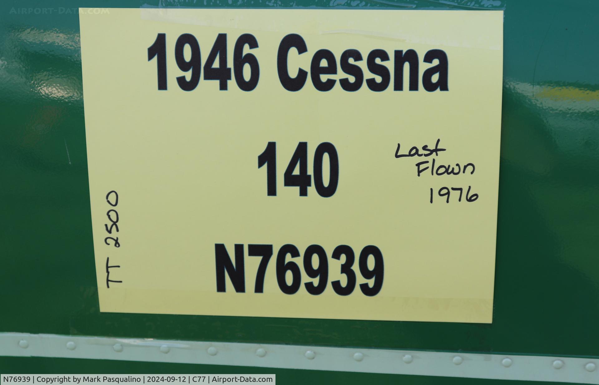 N76939, 1956 Cessna 140 C/N 11381, Cessna 140