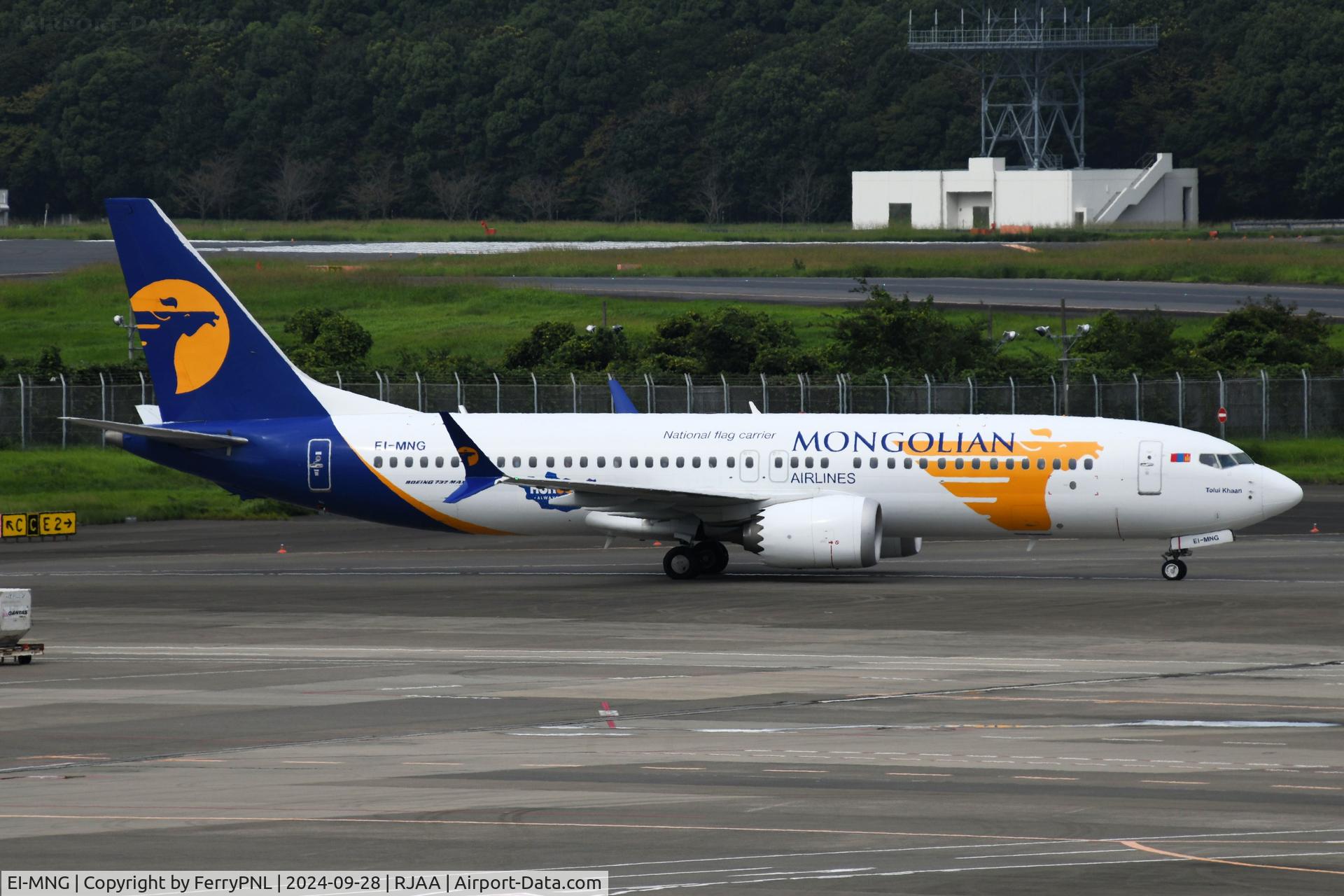 EI-MNG, 2019 Boeing 737-8 MAX C/N 43795, MIAT B738M taxying in after arrival