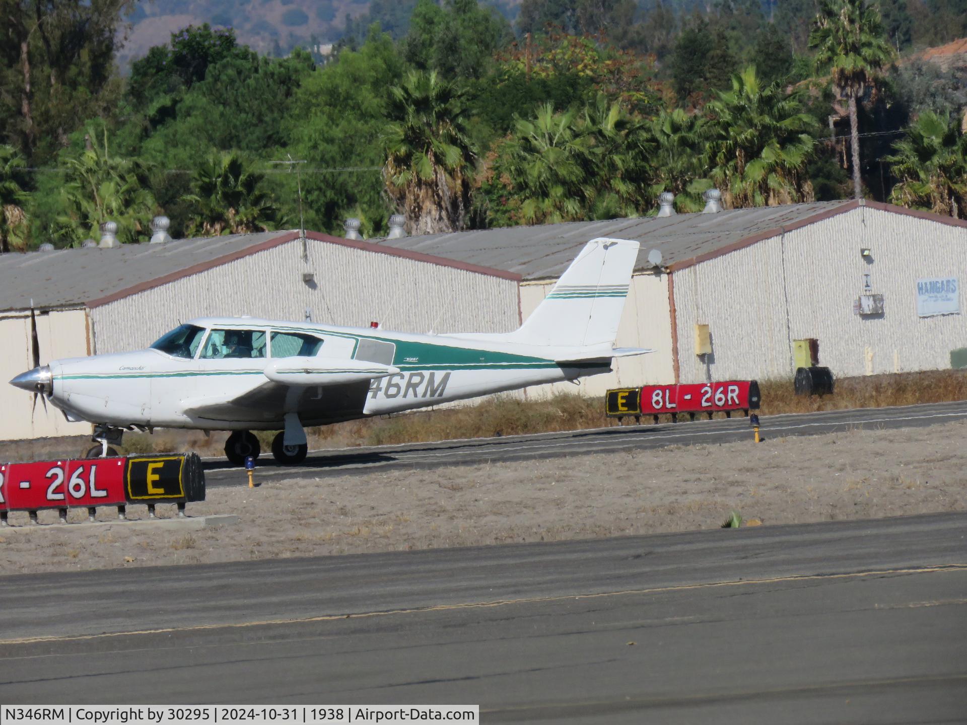 N346RM, 1958 Piper PA-24-250 Comanche C/N 24-929, Off the runway