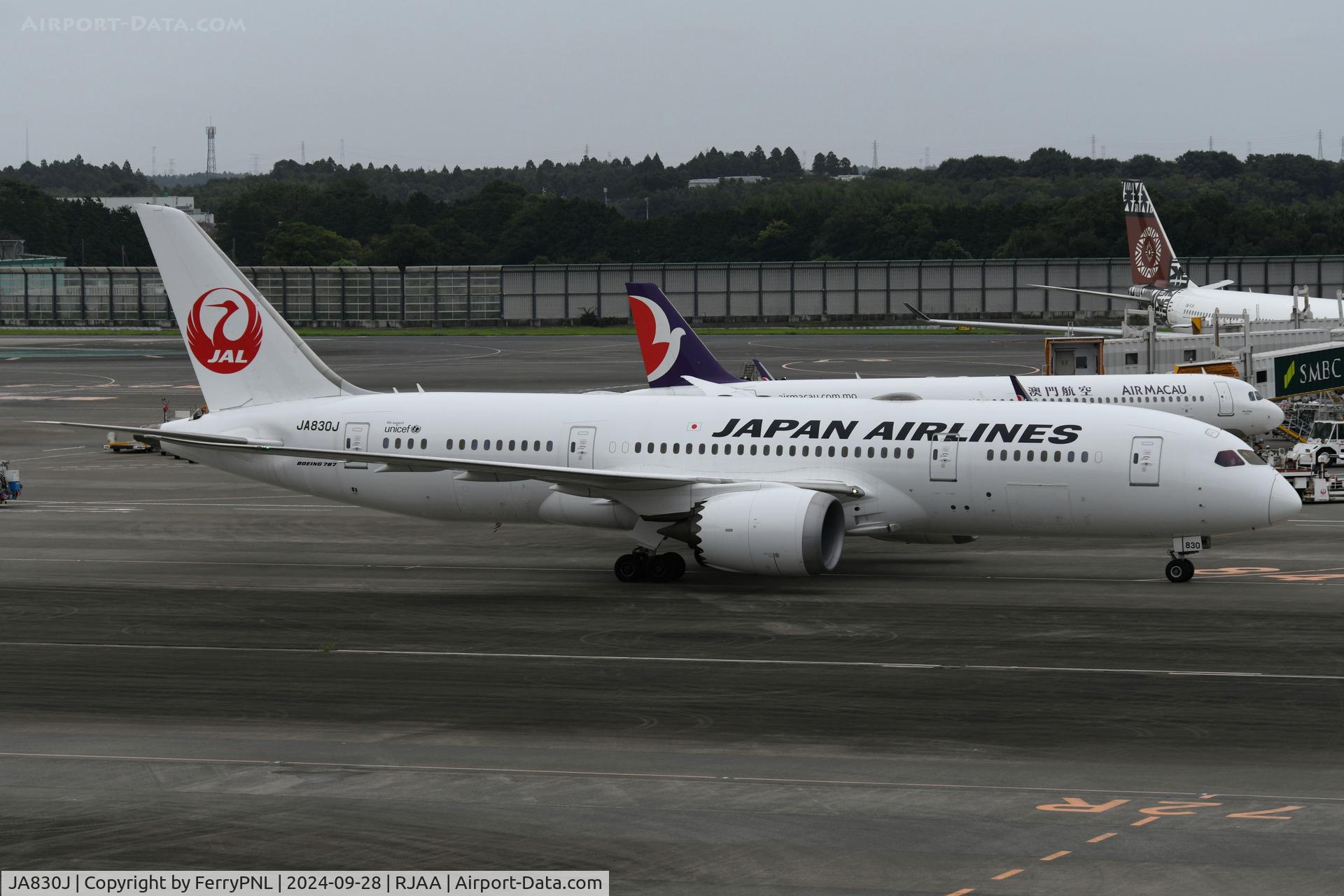 JA830J, 2013 Boeing 787-8 Dreamliner C/N 34840, JAL B788 reachgateing its