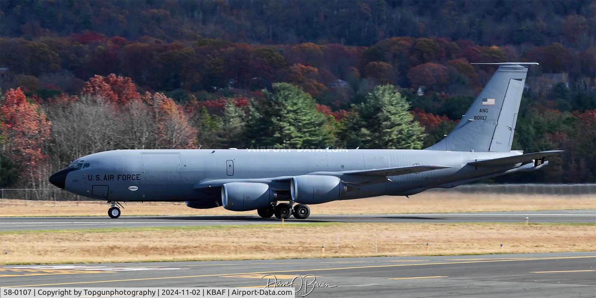 58-0107, 1958 Boeing KC-135E Stratotanker C/N 17852, MAINE92 rolling out to meet some NJ F-16's over the Atlantic Ocean.
