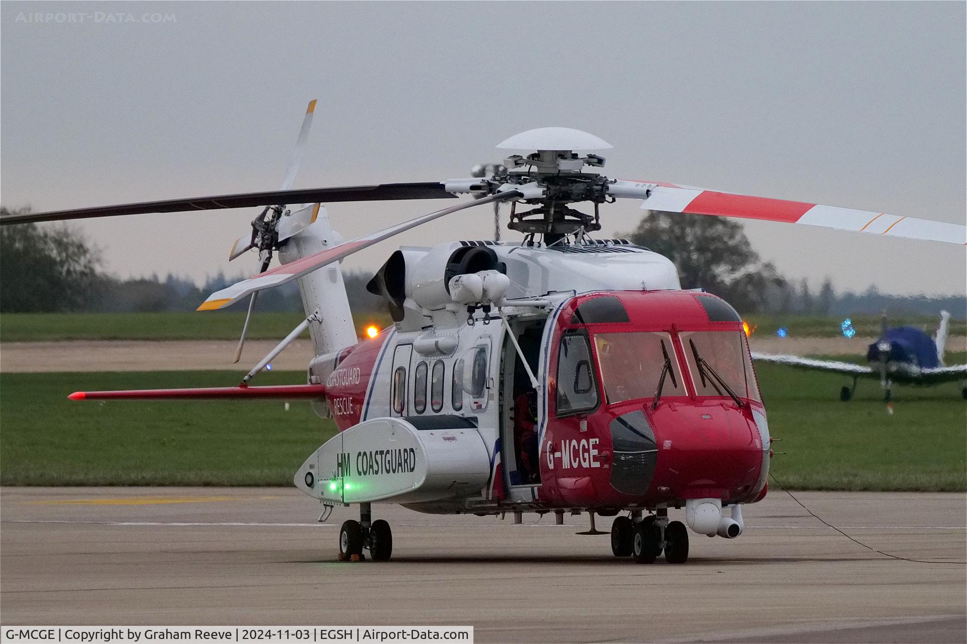 G-MCGE, 2014 Sikorsky S-92A C/N 920214, Getting ready to depart from Norwich,