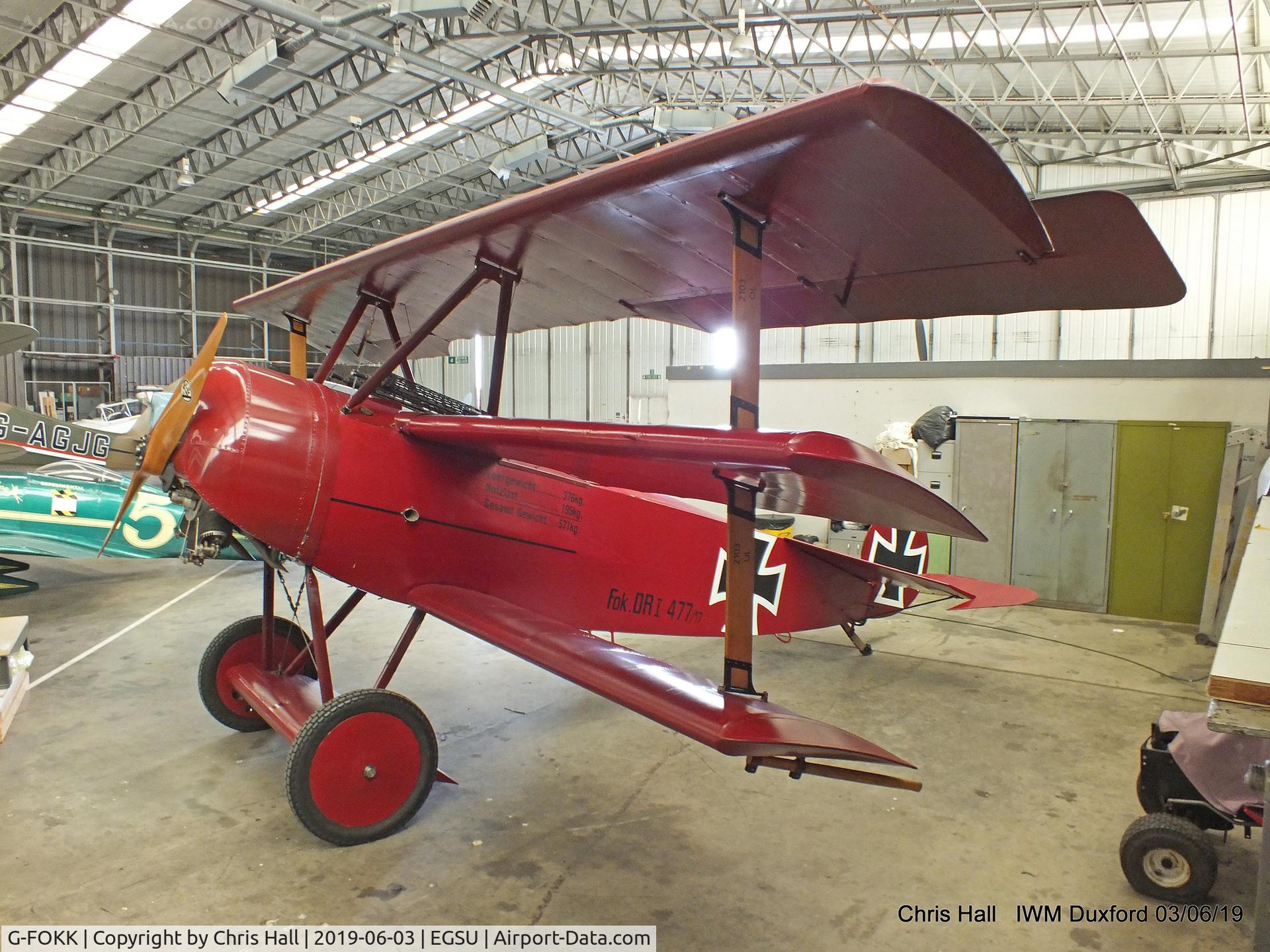 G-FOKK, 2006 Fokker Dr.1 Triplane Replica C/N PFA 238-14253, IWM Duxford