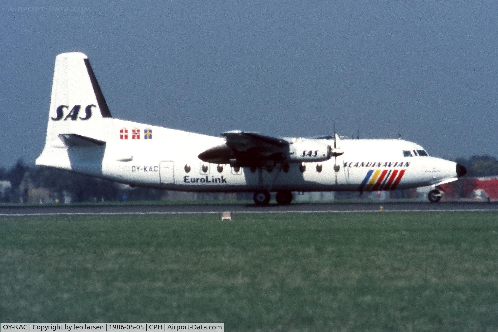 OY-KAC, 1968 Fokker F.27-600 Friendship C/N 10385, Copenhagen 5.5.1986