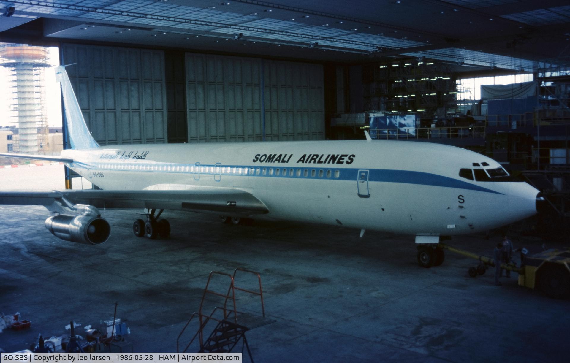 6O-SBS, 1966 Boeing 707-330B C/N 19315/545, Hamburg 28.5.1986 in Lufthansa HG.