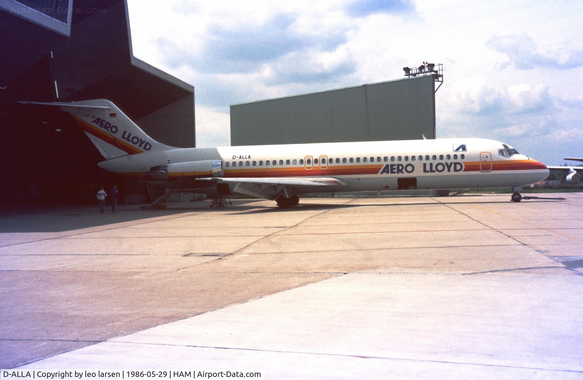 D-ALLA, 1975 McDonnell Douglas DC-9-32 C/N 47673, Hamburg 29.5.1986