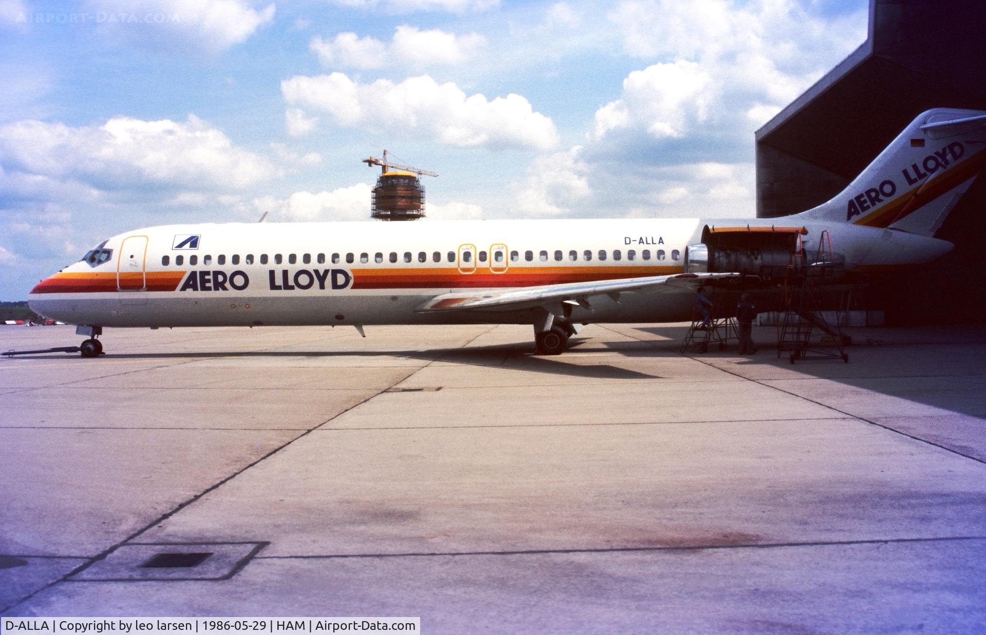 D-ALLA, 1975 McDonnell Douglas DC-9-32 C/N 47673, Hamburg 29.5.1986