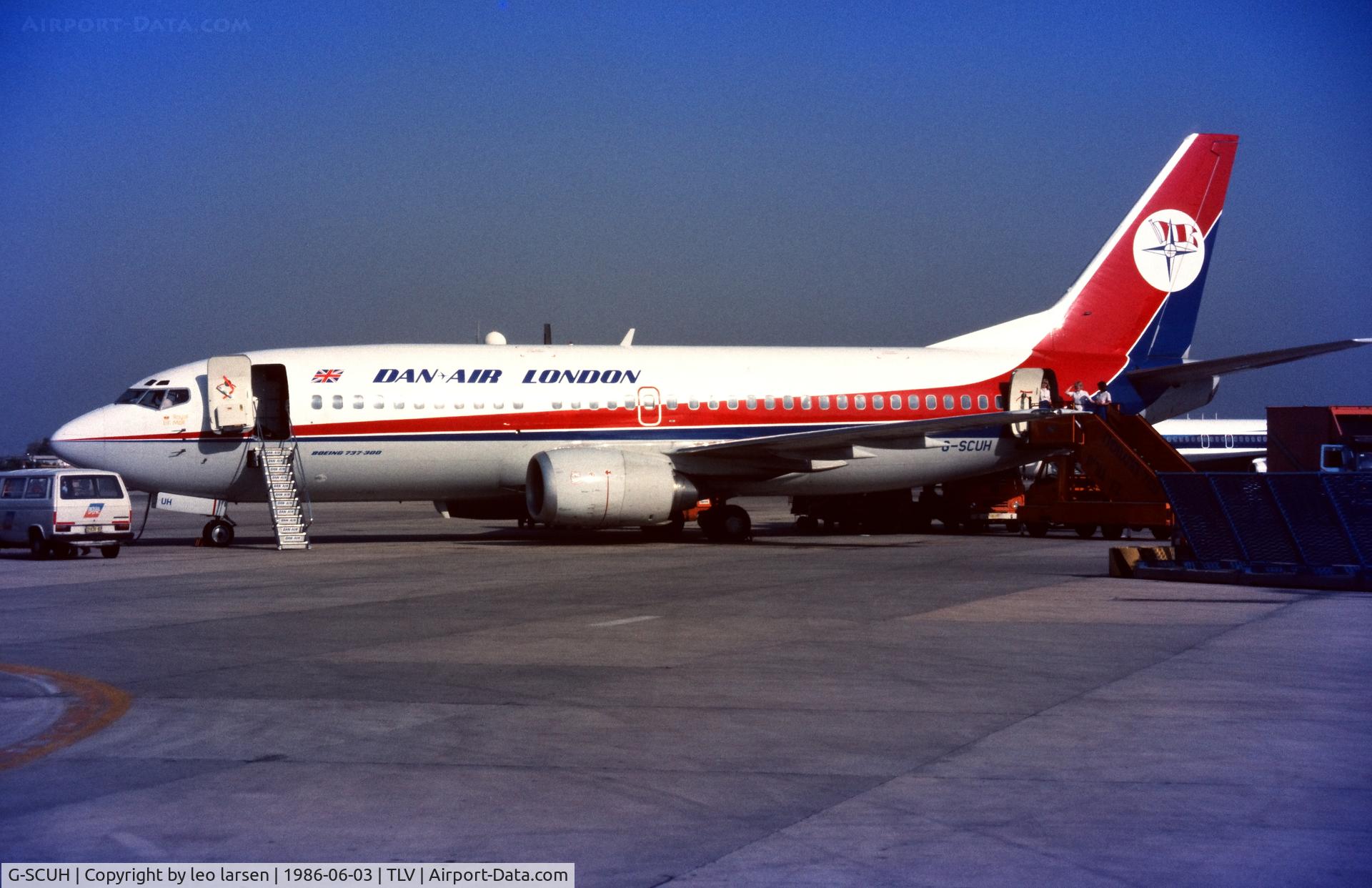 G-SCUH, 1985 Boeing 737-3Q8 C/N 23254, Tel Aviv 3.6.1986