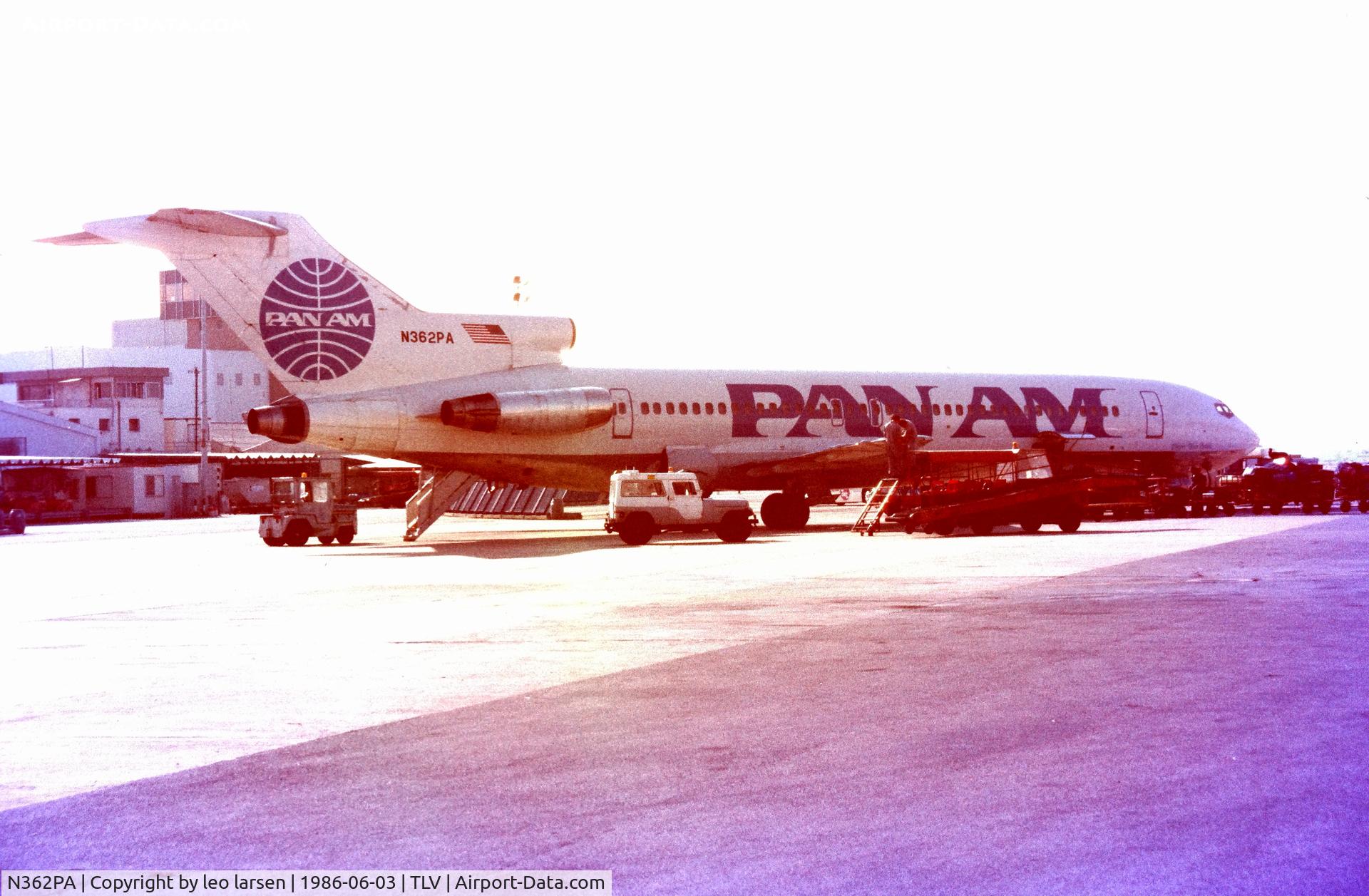 N362PA, 1975 Boeing 727-2J0 C/N 21106, Tel Aviv 3.6.1986.ex N721ZK Ozak Air Lines