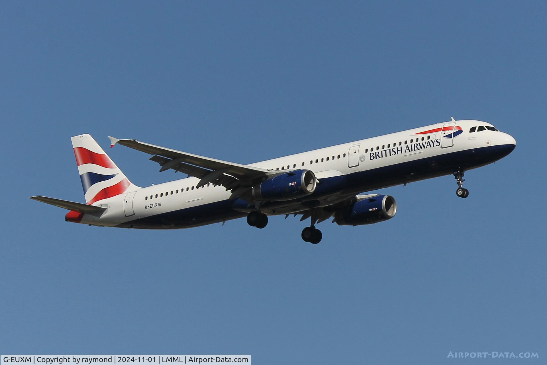 G-EUXM, 2007 Airbus A321-231 C/N 3290, Airbus A321-231 reg G-EUXM on final approach to RW13 at Malta International Airport.