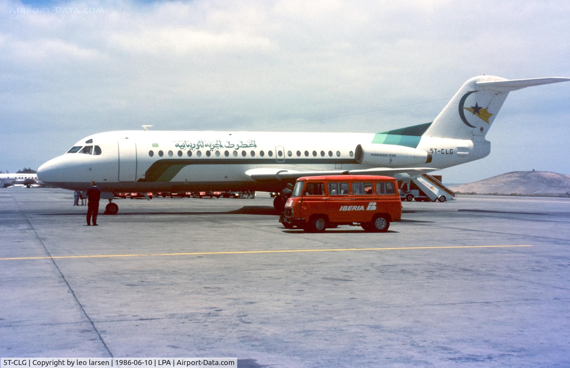 5T-CLG, 1975 Fokker F.28-6000 Fellowship C/N 11093, Las Palmas 10.6.1986