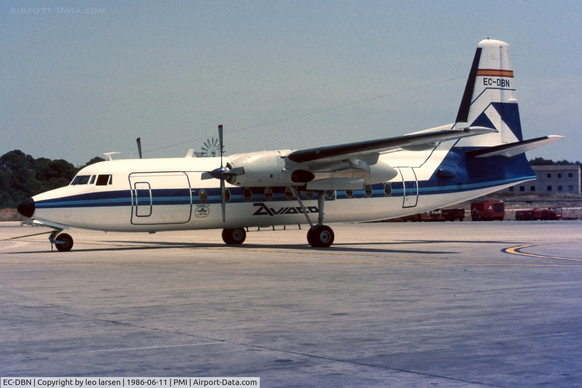 EC-DBN, 1970 Fokker F-27-600 Friendship C/N 10429, Palma de Mallorca 11.6.1986