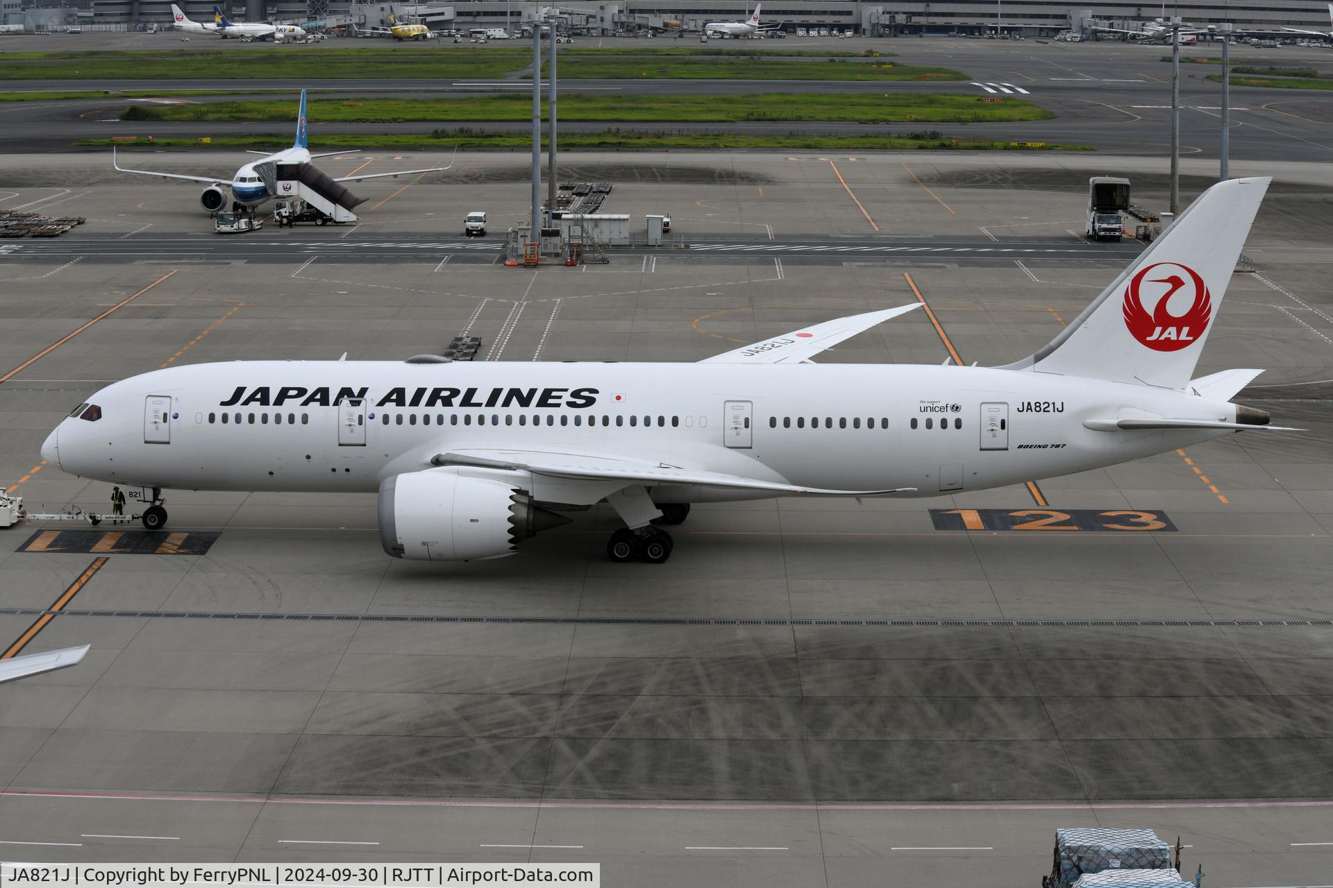 JA821J, 2010 Boeing 787-8 Dreamliner C/N 34831, JAL B788 pushed-back