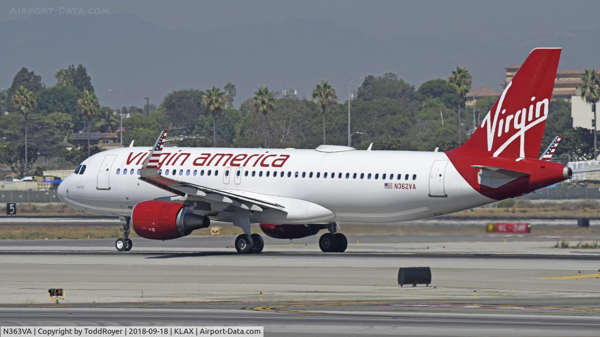 N363VA, 2016 Airbus A320-214 C/N 7063, Departing LAX on 24L