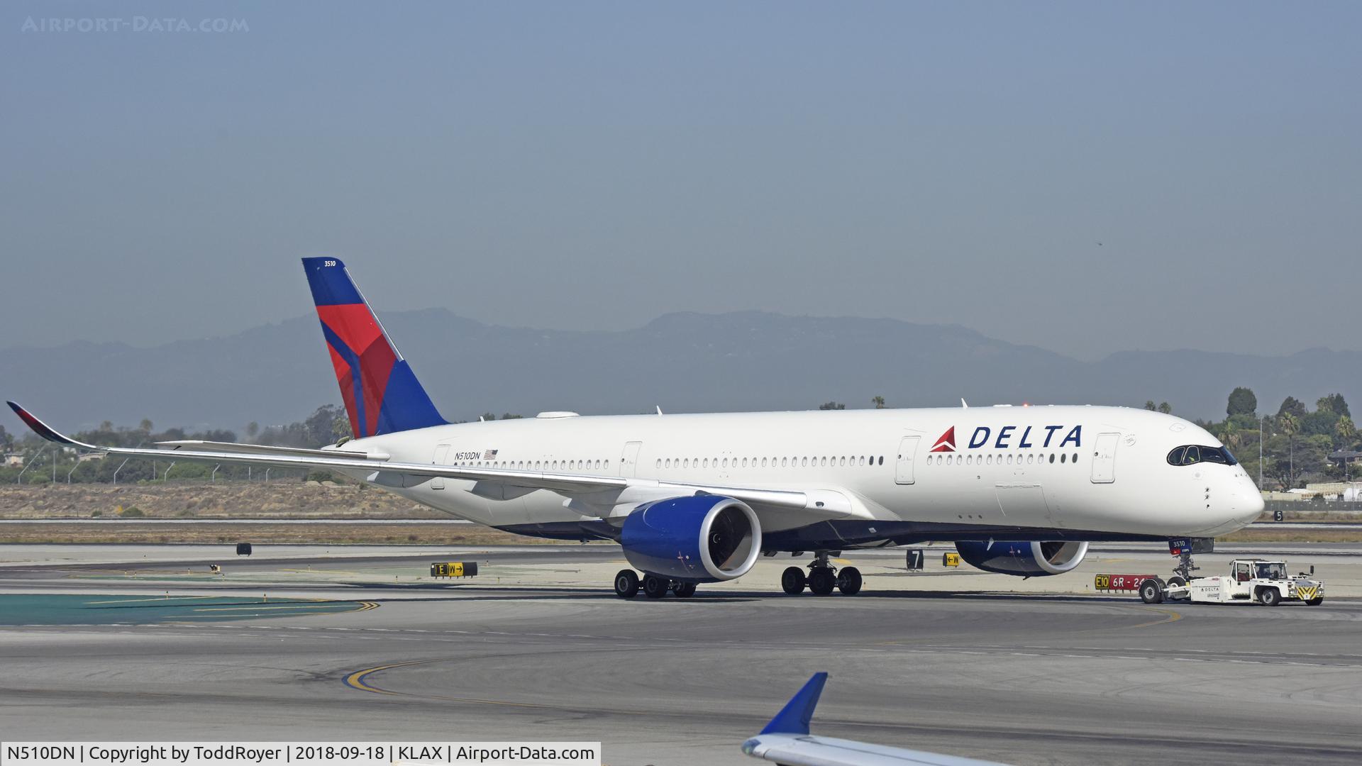 N510DN, 2018 Airbus A350-941 C/N 204, Getting towed at LAX