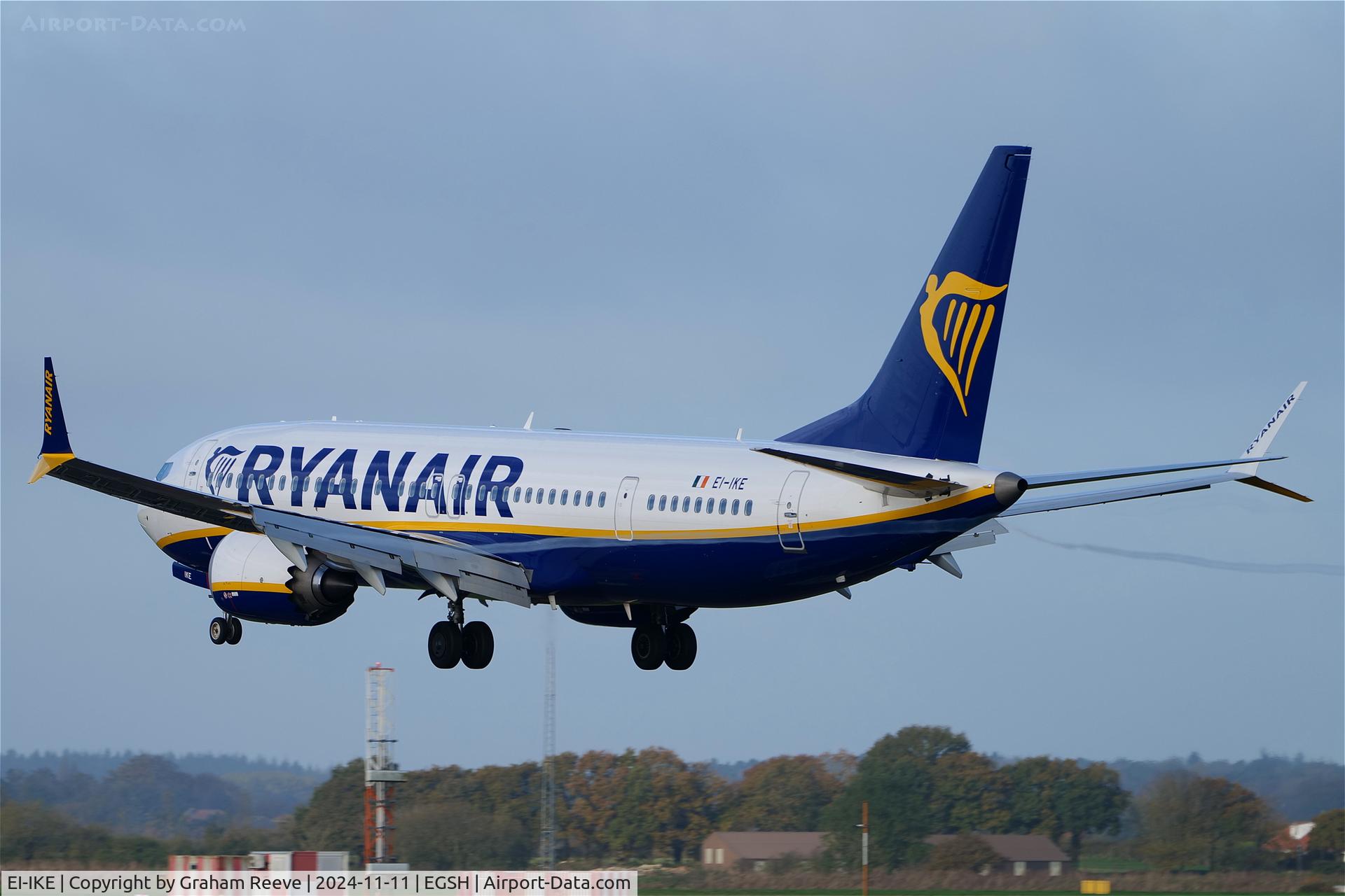 EI-IKE, 2024 Boeing 737-9 MAX C/N 67115, Landing at Norwich.