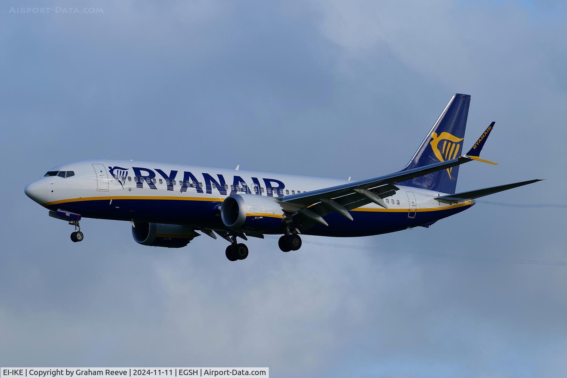 EI-IKE, 2024 Boeing 737-9 MAX C/N 67115, Landing at Norwich.