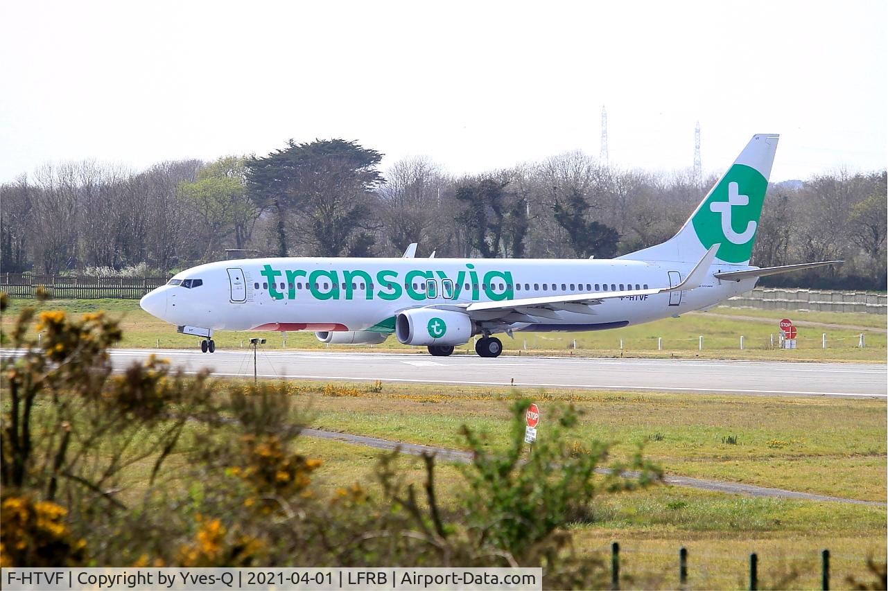 F-HTVF, 2017 Boeing 737-8K2 C/N 62160, Boeing 737-8K2, Lining up rwy 07R, Brest-Bretagne Airport (LFRB-BES)