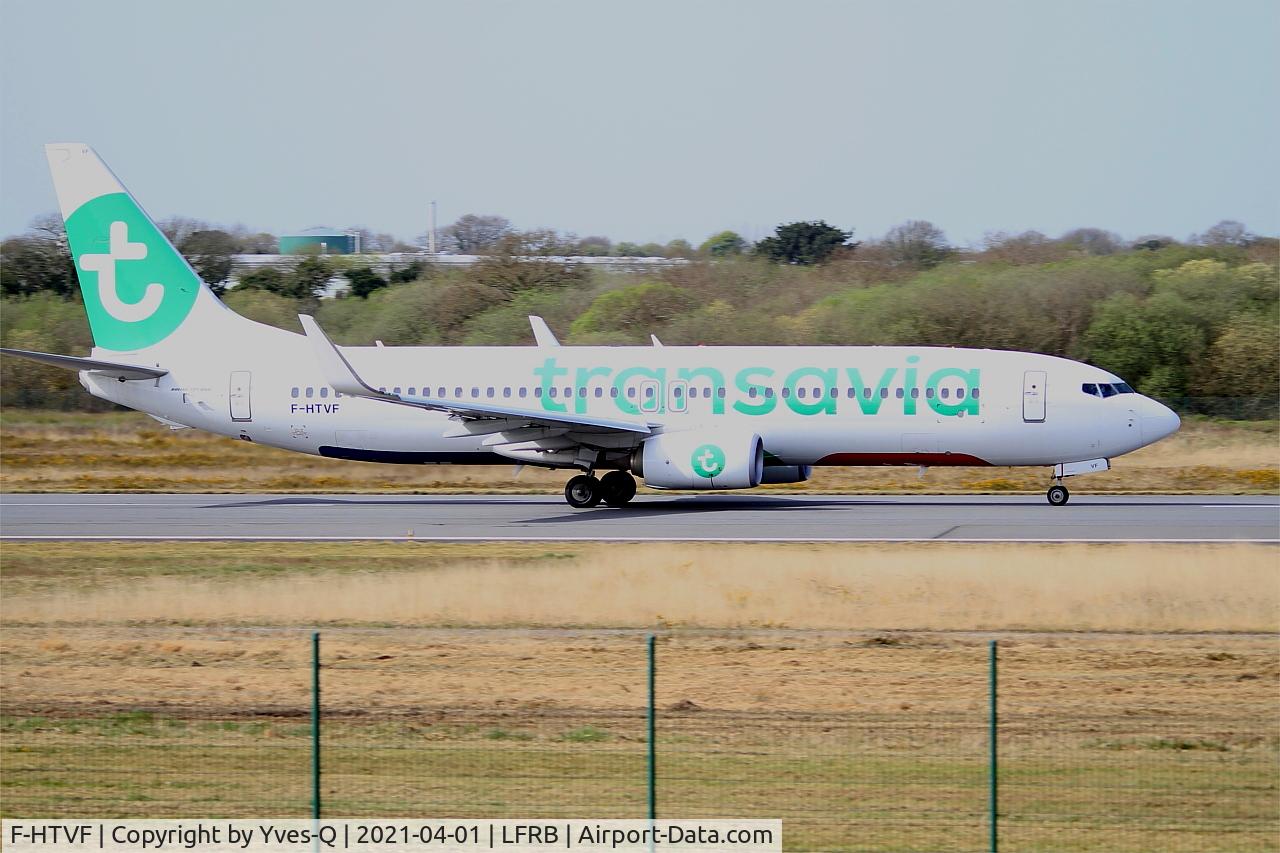 F-HTVF, 2017 Boeing 737-8K2 C/N 62160, Boeing 737-8K2, Take off rwy 07R, Brest-Bretagne Airport (LFRB-BES)