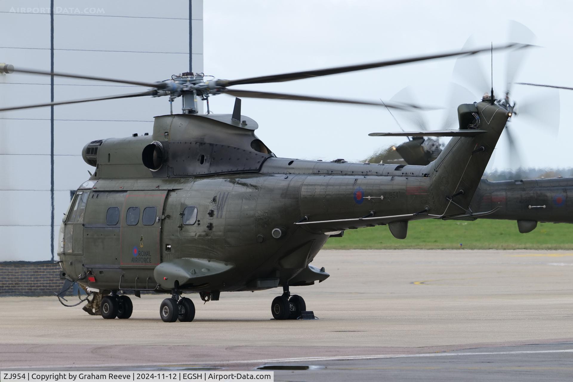 ZJ954, Westland Puma HC.2 C/N 1310, Departing from Norwich.