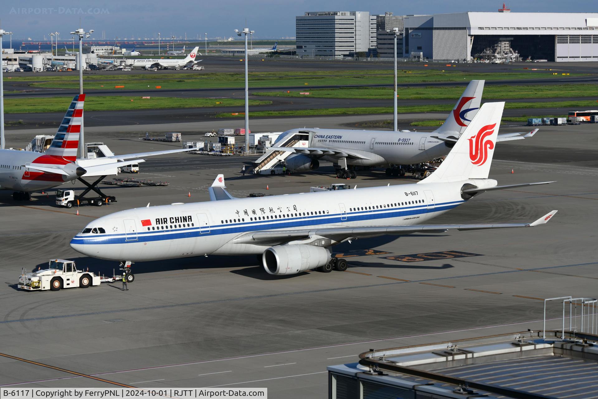 B-6117, 2008 Airbus A330-243 C/N 0903, Air China A332 pushed from gate for departure for HND