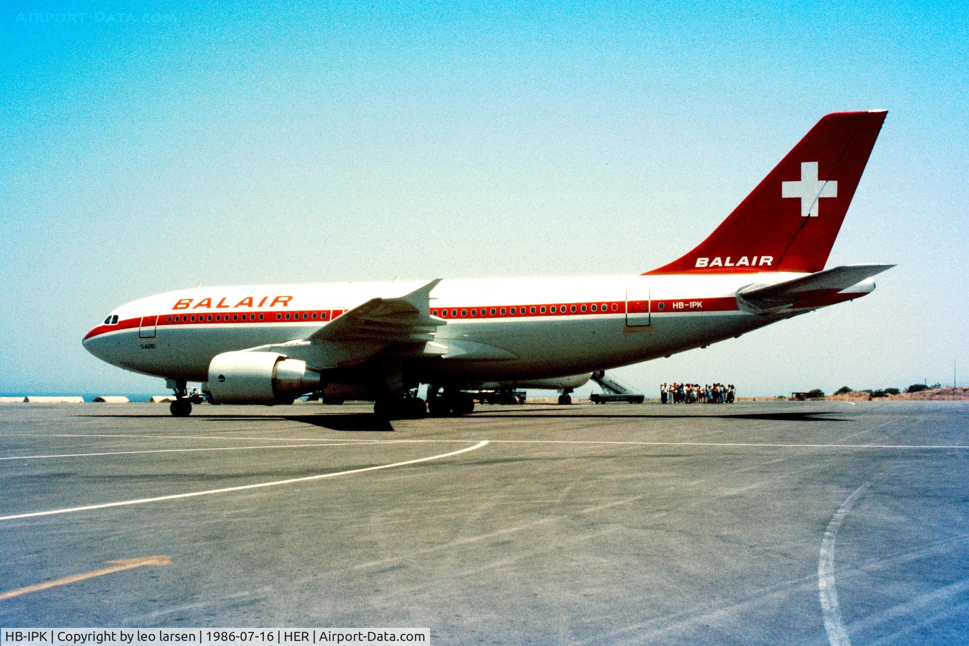 HB-IPK, 1986 Airbus A310-322 C/N 412, Heraklion 16.7.1986