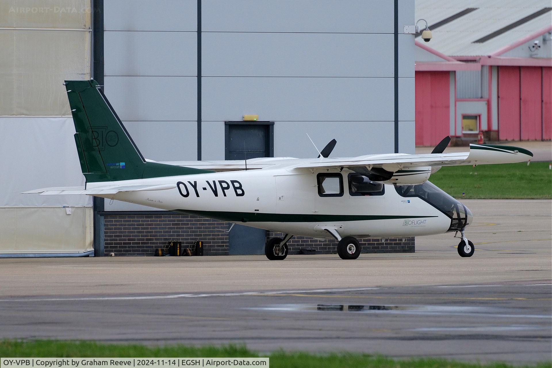 OY-VPB, 2022 Vulcanair P-68 Observer 2 C/N 524/OB2, Parked at Norwich.