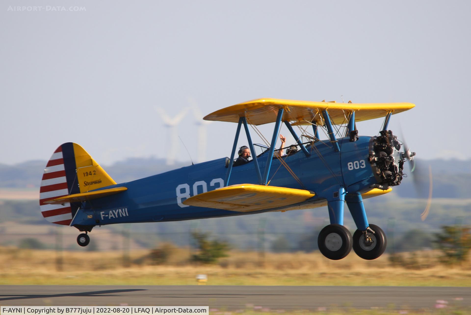 F-AYNI, 1941 Boeing PT-17 Kaydet (A75N1) C/N 75-3895, at Albert 20222