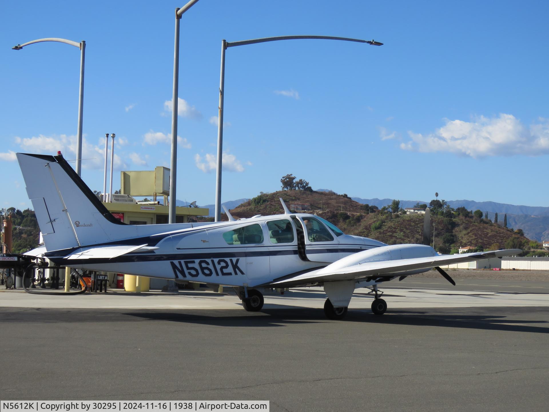 N5612K, 1964 Beech 95-B55 (T42A) Baron C/N TC-604, Waiting for fuel