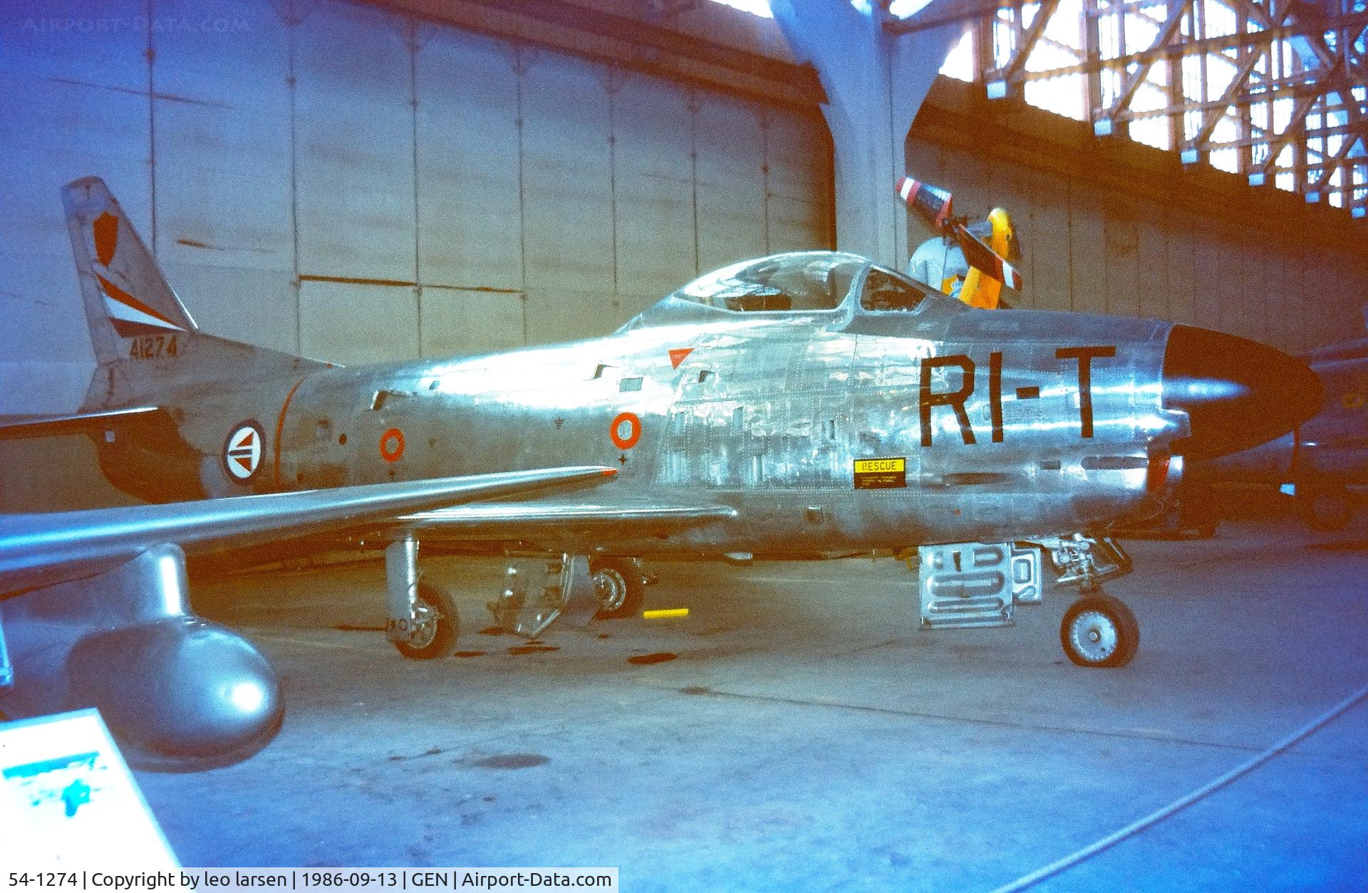 54-1274, 1954 North American F-86K Sabre C/N 213-44, Oslo Gardermoen museum 13.9.1986