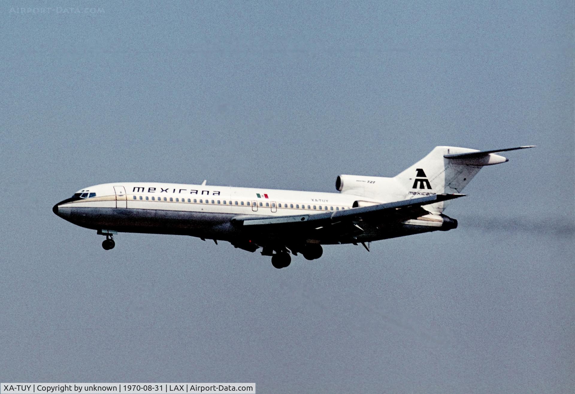 XA-TUY, 1967 Boeing B-727-114 C/N 19815, Los Angeles 9.1970