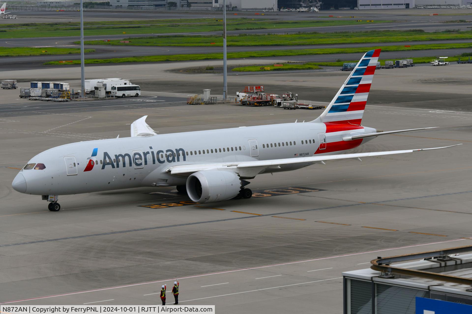 N872AN, 2020 Boeing 787-8 Dreamliner C/N 65992, American B788 waved bon voyage