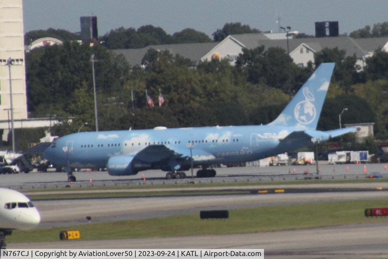 N767CJ, 1996 Boeing 767-24QER C/N 28270, Drake's 767-200ER parked on the north side of ATL
