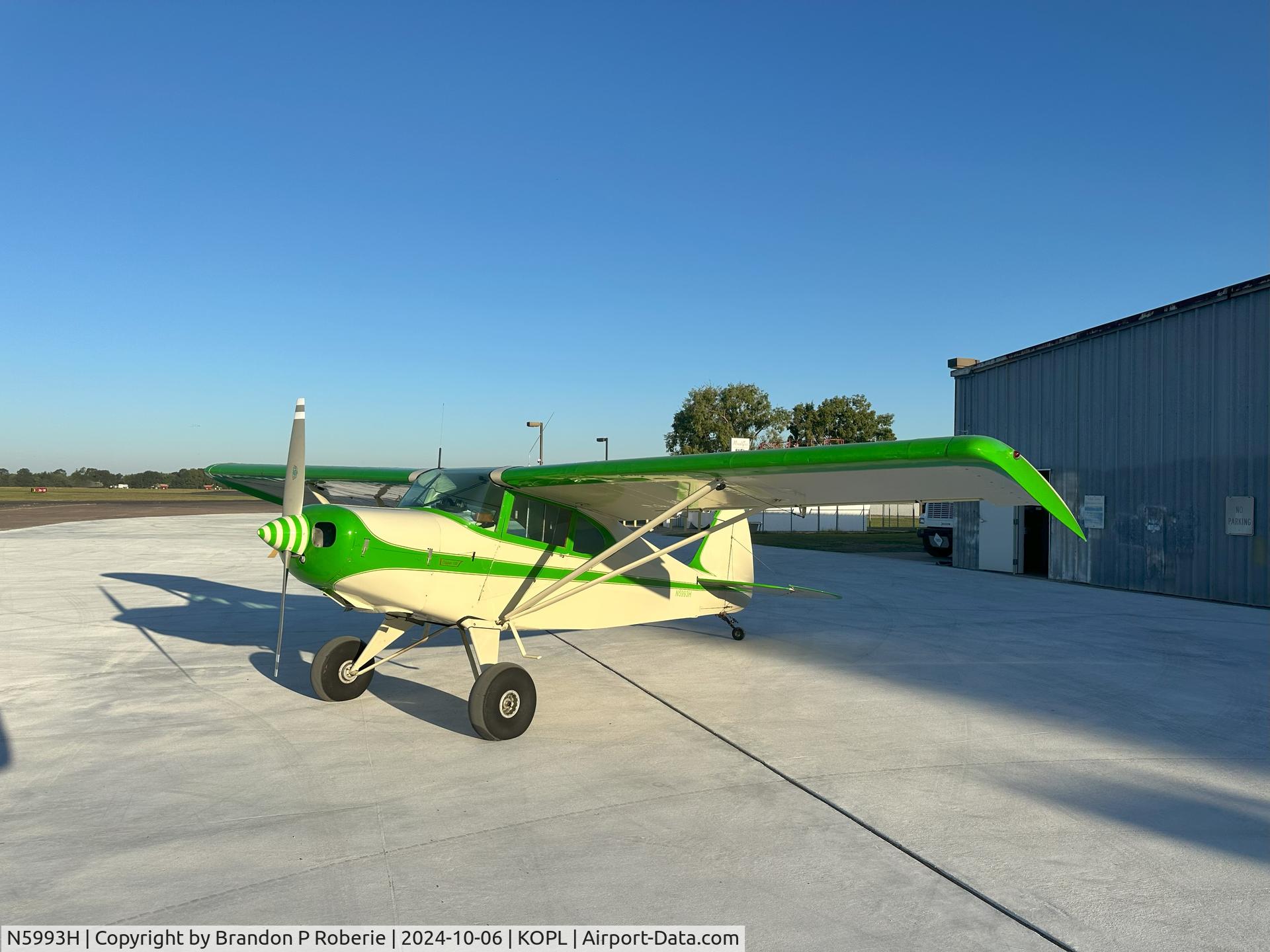 N5993H, 1949 Piper PA-16 Clipper C/N 16-621, PA16 Clipper with O-320 swap, Madras Droop Tip Wings, PA18 Tail Feathers, Left Front Door Mod, dual toe brakes, 8.50-6 Aeroclassics, Uavionics AV-30 with ADSB & Transponder, Garmin Coms & radio, Vacuum system delete &  full restoration in 2016
