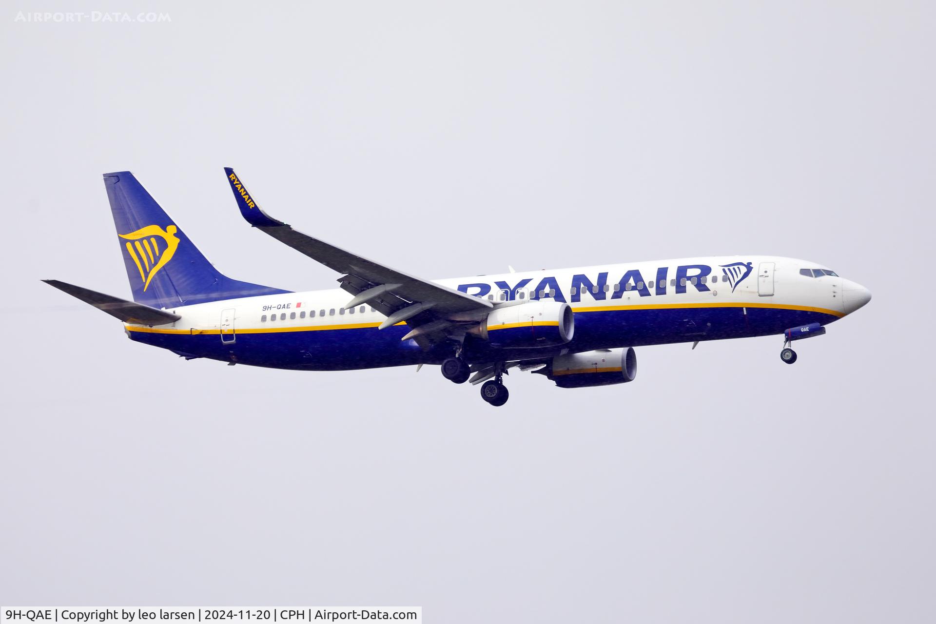 9H-QAE, 2018 Boeing 737-8AS C/N 44812, Copenhagen 20.11.2024 landing in snow flurry R-04L