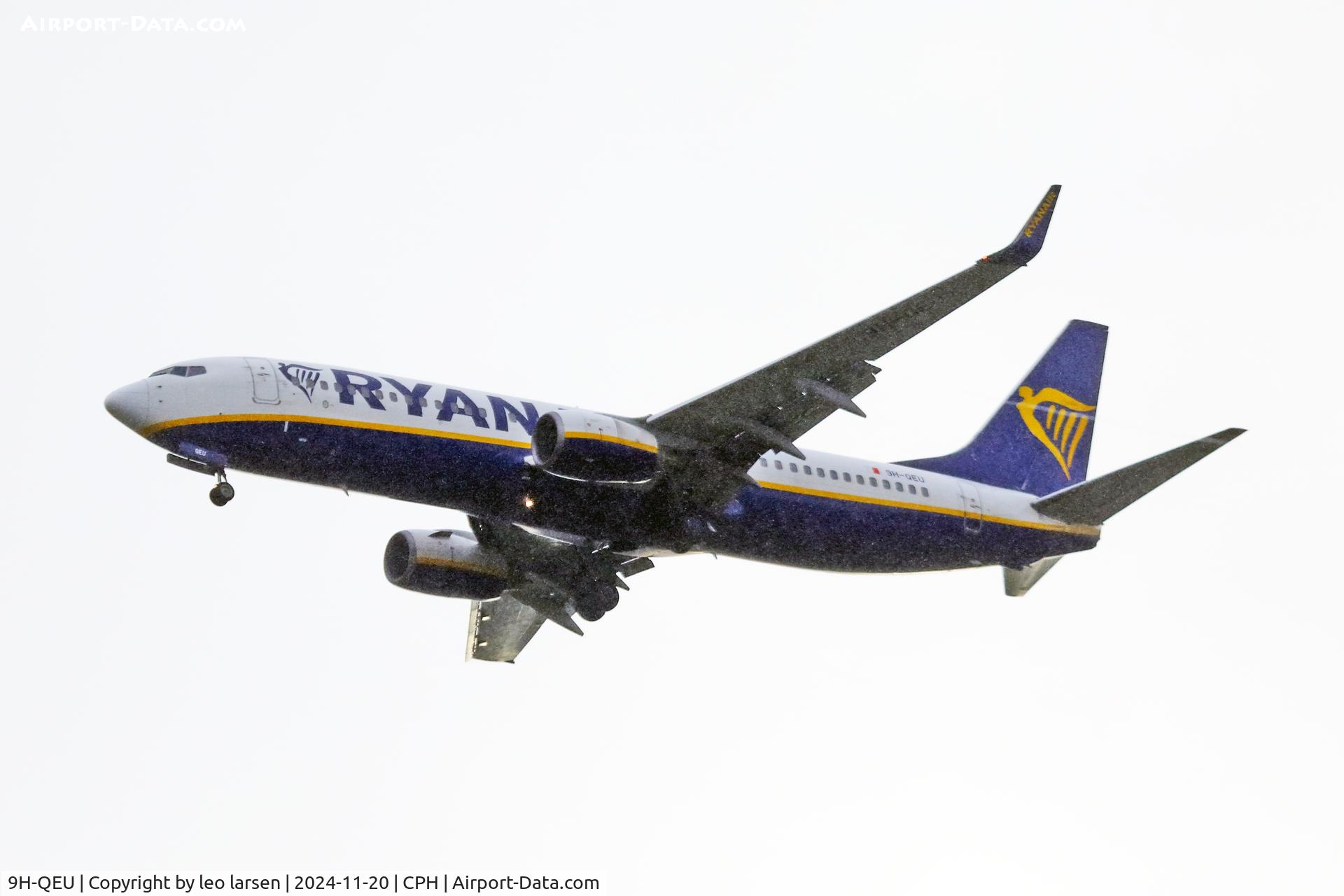 9H-QEU, 2008 Boeing 737-8AS C/N 36569, Copenhagen 20.11.2024 landing in snow flurry R-04R