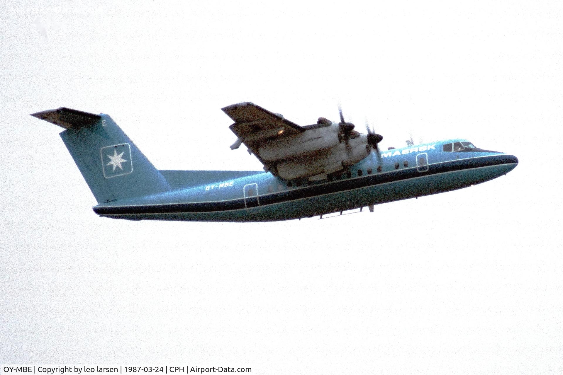 OY-MBE, 1982 De Havilland Canada DHC-7-102 Dash 7 C/N 77, Copenhagen 24.3.1987